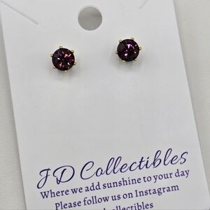 Swarovski Crystal Elements Gold Purple Amethyst Stud Earrings February